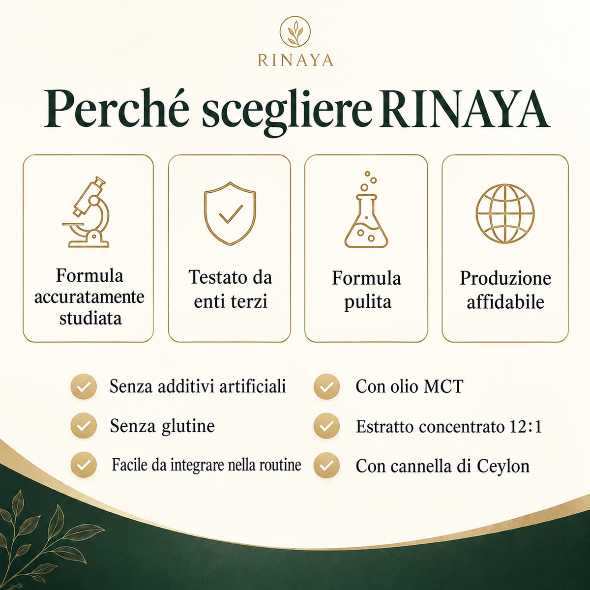 Rinaya | Cannella di Ceylon equivalente a 7.200 mg｜Estratto concentrato 12:1 con olio MCT - Ceylon Balance™
