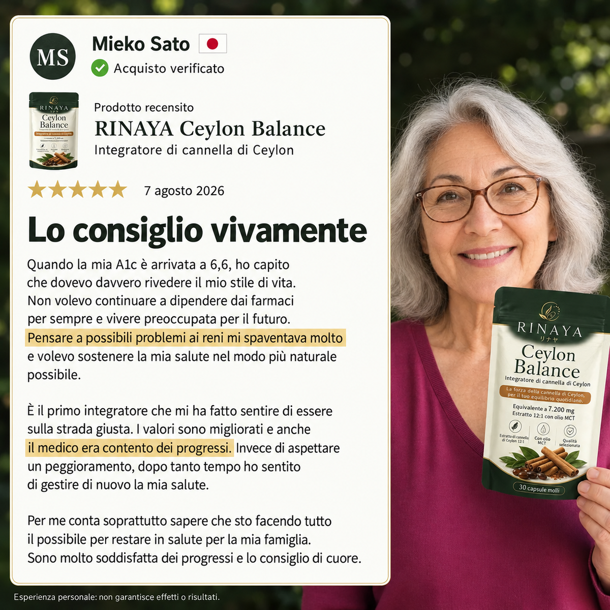 Rinaya | Cannella di Ceylon equivalente a 7.200 mg｜Estratto concentrato 12:1 con olio MCT - Ceylon Balance™