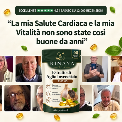 Rinaya™ Estratto Naturale di Aglio Invecchiato: Pressione, Colesterolo, Glicemia e Benessere Completo