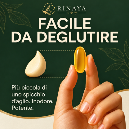 Rinaya™ Estratto Naturale di Aglio Invecchiato: Pressione, Colesterolo, Glicemia e Benessere Completo