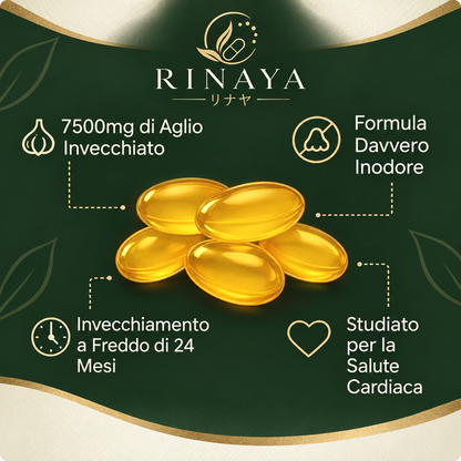 Rinaya™ Estratto Naturale di Aglio Invecchiato: Pressione, Colesterolo, Glicemia e Benessere Completo
