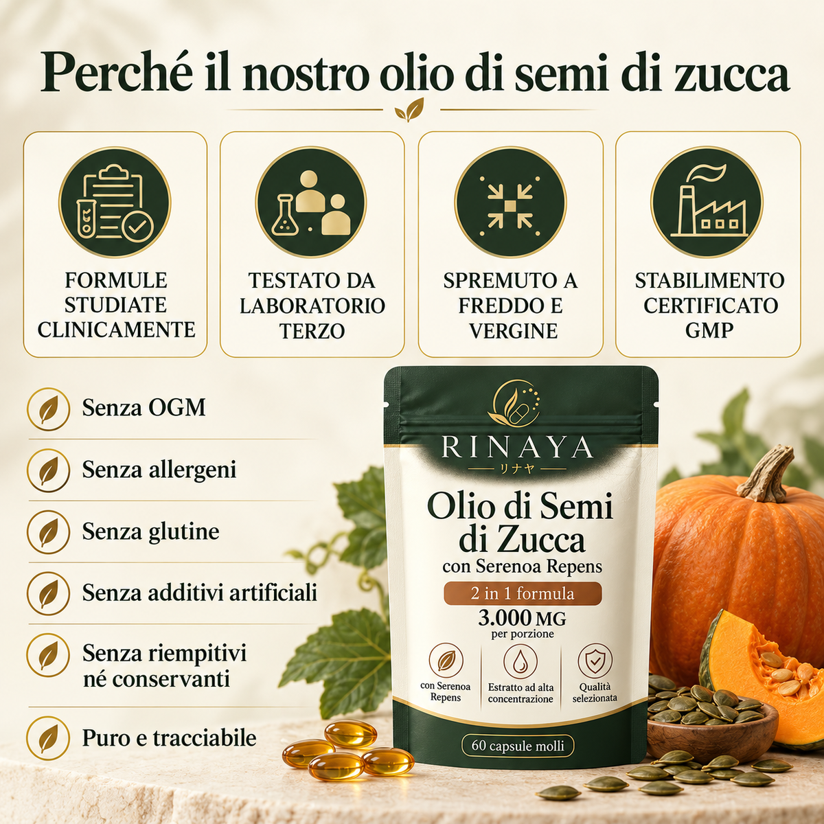 Rinaya™ Olio di Semi di Zucca Capsule Molli